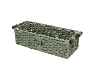 EIMSOAH Papelera Decorativa de Cuerda de Papel para Baño, Cesta de Papel Higiénico Tejida Hecha a Mano con Asas de Madera para Estantes, Encimera, Organizador de Gabinete Ideal para Baños, Salas de