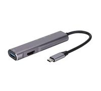 EIMSOAH QT05 Adaptador 5 en 1 Tipo C, Interfaz Multimedia HD Hub USB 3.0 con Salida de Video HD 4K para Tableta de Teléfono Móvil Portátil, Longitud de Línea Plug and Play 5.9", Material Metálico