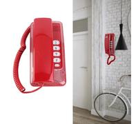 EIMSOAH Teléfono Comercial de Montaje en Pared con Función de Flash para Hotel sin Identificador de Llamadas, Alimentado por Línea Telefónica, para Escritorio de Oficina en Casa (Rojo)
