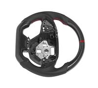 EIMSOAH Volante de Fibra de Carbono Personalizado Cuero Perforado de Napa Camaro 2016-2021 Diseño de Carreras Tipo D Empuñadura Parte Inferior Plana Costuras Rojas Tacto Suave