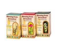 Ein Gedi - Juego de 3 botellas de aceite aromático de unción sagrada - Rosa de Sharon, lirio de los valles, incienso y mirra Jerusalén Tierra Santa para oración cristiana, 12 ml cada una