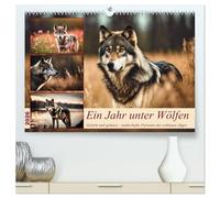 Ein Jahr unter Wölfen (hochwertiger Premium Wandkalender 2026 DIN A2 quer), Kunstdruck in Hochglanz: Geliebt und gehasst - zauberhafte Portraits der schlauen Jäger