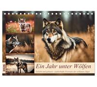 Ein Jahr unter Wölfen (Tischkalender 2026 DIN A5 quer), CALVENDO Monatskalender: Geliebt und gehasst - zauberhafte Portraits der schlauen Jäger