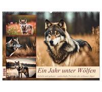 Ein Jahr unter Wölfen (Wandkalender 2026 DIN A2 quer), CALVENDO Monatskalender: Geliebt und gehasst - zauberhafte Portraits der schlauen Jäger