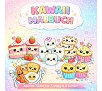 Ein süßes Malbuch voller Kawaii-Leckereien!: Süßes Malbuch mit Essen, Getränken & Desserts - Motive zum Entspannen Perfekt für Teenager & Erwachsene