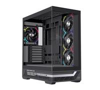 EINAREX Prisma S800 Black RGB Caja de PC Gaming ATX Panorámica, 4 Ventiladores RGB Incluidos, Soporte para 10 Ventiladores, Refrigeración Líquida 360mm, Cristal Templado Espejo, USB-C