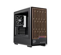 EINAREX Pulse PM400 Black Core Caja PC Gaming Micro-ATX Mini Tower, Frontal de Madera, Cristal Templado, Ventilador PWM Incluido, USB-C, GPU hasta 370 mm, Refrigeración Líquida 240 mm(Core Negro)