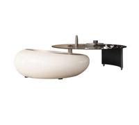EINES Mesa de centro giratoria decorativa, mesa de centro para sala de estar, mesa auxiliar de cristal redonda creativa (blanco)