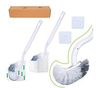 EINESIN 2pcs Escobilla de Baño Escobillas y Portaescobillas de Inodoro, Escobillas de Baño/Escobilla WC para Cepillo Limpieza sin callejón sin Salida, Cepillo para Inodoro de Mango Largo, Blanco