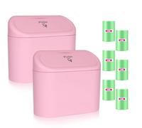 Einesin Pack de 2 Papeleras para Coche, Mini Cubo de Basura con Tapa y 120 Bolsas de Basura, Organizador de Coche Pequeño para Almacenamiento y Organización, Accesorios de Coche, Capacidad 1,4L