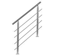 EINFEBEN Barandilla de acero inoxidable de 120 cm con 4 travesaños, diámetro de 42 mm, barandilla para balcones y jardines en interior y exterior