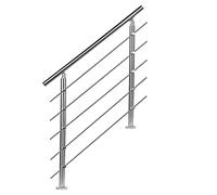 EINFEBEN Barandilla de acero inoxidable para escaleras, balcones, balaustradas, 80 cm, con 5 travesaños, para escalera interior, balcón, entrada a casa