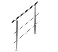 EINFEBEN Barandilla de aluminio con/sin travesaños para balaustradas, balcones, jardines (160 cm, 2 travesaños)