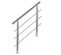 EINFEBEN Barandilla de aluminio con/sin travesaños para balaustradas, balcones, jardines (160 cm, 3 travesaños)