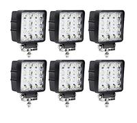 Einfeben Faros de trabajo LED rectangulares IP67 impermeables 12V 24V para camiones todoterreno, SUV, ATV, luces de marcha atrás para tractor (48W 6 piezas)