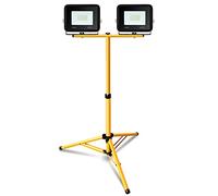 EINFEBEN Foco LED con trípode, 2 focos LED de 10 W, 6000 K, luz blanca fría, con trípode, resistente al agua IP66, para garaje, jardín, obras, altura regulable (80 cm hasta 160 cm)