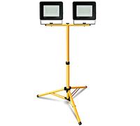 EINFEBEN Foco LED de trabajo (2 x 50 W, luz blanca fría, con trípode, IP66, resistente al agua, 6000 K, 4250 lm, para interior y exterior, altura regulable hasta máx. 160 cm)