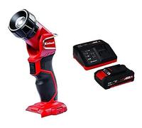 Einhell 4514130 Linterna de mano LED Negro, Rojo + 4512040 Kit con Cargador batería de Repuesto, tiempo de carga: 30 Minutos