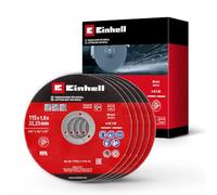 Einhell Accessory Juego de 5 discos de corte de inox y metal de 115 x 1 mm | Corte sin rebabas, larga vida útil, certificado MPA, versión plana, para amoladora angular