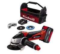 Einhell Amoladora angular con batería TE-AG 18/115 Li Kit Power X-Change (18 V, 115 mm diámetro de disco, 28 mm profundidad de corte, incl. disco, 4,0 Ah batería y cargador)