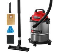 Einhell Aspirador en seco y húmedo TC-VC 1540 S (900 W, 180 mbar de Potencia de aspiración, Recipiente de Acero Inoxidable de 15 l, Ruedas, Soporte de Accesorios, In iversos filtros y boquillas)
