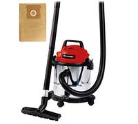 Einhell Aspirador en seco y húmedo TC-VC 1812 S & 2351159 - Pack de 5 bolsas de aspiradora, 12 l, color marrón