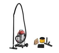 Einhell Aspirador en seco y húmedo TC-VC 3055 SA (900 W, 190 mbar, Toma automática, Recipiente de Acero Inoxidable 30 l, Ruedas y Rodillos, Incl. boquillas, filtros y Bolsa colectora de Suciedad)