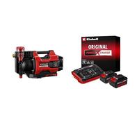 Einhell bomba de jardín automática con batería AQUINNA 18/30 F LED AUTOMATIC Power X-Change 18 V, máx. 3000 l/h, altura de impulsión máx. 28 m + Einhell Starter Kit 2 x 4 Ah Battery + Twincharger 18 V