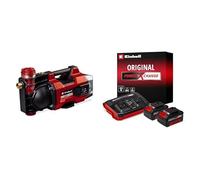 Einhell Bomba de jardín con batería AQUINNA 18/30 F LED Power X-Change 18 V, caudal máx. 3000 l/h, 2 ranuras de batería, duración doble + Einhell Starter Kit 2 x 4 Ah Battery and Twincharger 18 V