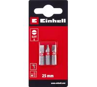 Einhell - Brocas estándar de 3 piezas, 25 mm, ranura 6 (cromo vanadio, tornillos precisos, buen control, anillo de color rojo, vástago C 6.3)