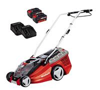 Einhell Cortacésped a batería GE-CM 36 Li Kit Power X-Change (36V, 36cm ancho de corte, hasta 350 m², Brushless, 40L bolsa recolectora, 25-75 mm altura de corte, con 2x3,0 Ah baterías y 2x cargadores)