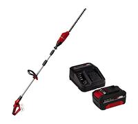 Einhell Cortasetos telescópico a batería, empuñadura adicional, engranaje de metal, arnés, bolsa, incluye 1 batería de 4.0 Ah y cargador individual