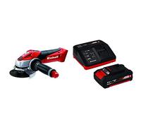 Einhell Expert TE-AG 18 Li Radial angular sin cable, hoja de sierra, 8500 rpm + 4512040 Kit con Cargador batería 2.0 Ah de Repuesto, tiempo de carga: 30 Minutos
