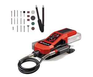 Einhell Herramienta de rectificado y grabado a batería TE-MT 18/34 Li-Solo | PXC | 18 V | hasta 34 000 rpm | velocidad regulable | eje de 92 cm con pasador de grabado | 55 accesorios | sin batería
