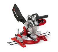 Einhell Ingletadora con cable TC-MS 2112 - 1600 W, 230 V, 5000 rpm, hoja de sierra con punta de carburo, plato giratorio con ajuste de ángulo de 45°, cabezal de sierra inclinable, Color Rojo