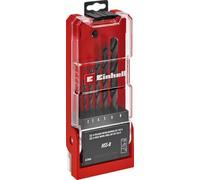 EINHELL Juego 6 brocas laminadas para metal | Acero HSS 4241 | Acabado negro bruñido | Punta de 135° | espiral tipo N enrollada | Vástago cilíndrico | Caja incluida