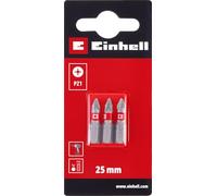 Einhell - Juego de 3 puntas estándar de 25 mm, PZ1 (cromo vanadio, tornillos precisos, buen control, anillo de color rojo, vástago C 6.3)