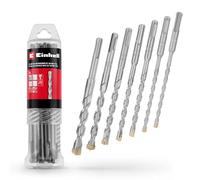 Einhell - Juego de 7 brocas para martillo SDS Plus, 160 mm, acero para herramientas 40Cr con placa de carburo de cuatro filos, punta de centrado, para renovación o trabajos de fijación relacionados
