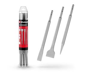 Einhell - Juego de cinceles SDS Plus, 3 piezas, 250 mm (con cincel puntiagudo, cincel plano de 20 mm de ancho y 40 mm de ancho, hecho de acero duradero de 40 Cr para trabajos de demolición y