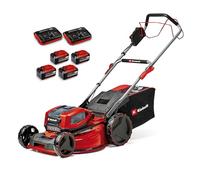 Einhell Kit cortacésped con batería GP-CM 36/52 S Li BL Power X-Change (36V, 52cm de Ancho de Corte, hasta 1200m2, sin escobillas, Cesta 65L, accionamiento de Ruedas, Incl. 4X5,2Ah + 2 Twincharger)
