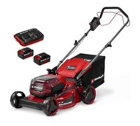 Einhell Kit cortacésped con batería GC-CM 36/46 S Li BL Power X-Change (36V, 46 cm de Ancho de Corte, hasta 500 m², Brushless, accionamiento de Rueda, Cesta 50 L, Incl. 2x4,0Ah + 1 Twincharger)