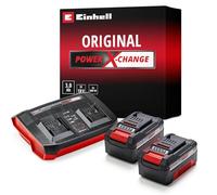 Einhell Kit de iniciación PXC: contiene 2 baterías de 3,0 Ah y el kit de cargador doble (se puede utilizar para todos los dispositivos Einhell Power X-Change)