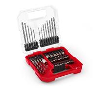 Einhell L-CASE Juego de brocas y taladros de 40 piezas (brocas de 25 mm, portapuntas de cambio rápido, llave de vaso, avellanador, brocas para metal, piedra y madera, in aja de almacenamiento)