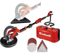 Einhell Lijadora de pared, 750 W, diámetro 225 mm, plato de lija intercambiable, mango telescópico 165 cm, incluye muelas abrasivas y paños de rejilla en el maletín, Color Rojo/Negro