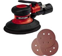 Einhell Lijadora excéntrica de aire comprimido TC-PE 150 | Plato de lijado de Ø 150 mm | palanca de regulación continua | 6 hojas de papel de lija | racor | llave de sujeción