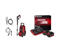 Einhell Limpiador a Alta presión con batería HYPRESSO 36/105 Power X-Change 36 V, 105 Bar, 270 l/h, Manguera de Alta presión 4m + Einhell Starter Kit 2 x 4 Ah Battery and Twincharger 18 V