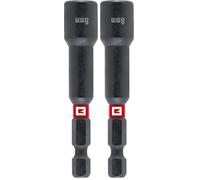 Einhell - Llave de vaso hexagonal magnética de impacto con vástago de 1/4" E 6.3, 8 mm (cromo vanadio, zona de torsión, imán permanente, anillo de color rojo) (Paquete de 2)