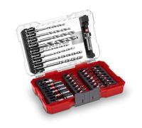 Einhell M-Case - Juego de 39 accesorios resistentes a los impactos (brocas de 25 mm, brocas de metal, brocas universales, soporte de brocas de 60 mm, llave de vaso, avellanador, incluye caja de