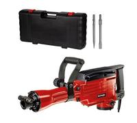 Einhell Martillo demoledor con cable - TC-DH 43. 1600 W, potencia de impacto 43 J, mandril hexagonal SDS, mango adicional ajustable en 180°, incl. Cincel puntiagudo y plano. Rojo