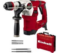Einhell Martillo perforador, 1250 W, 5 J, perforación, perforación con impacto, cincelado con/sin fijación, agarre antivibraciones, incluye maletín E Box, 3 brocas, 2 cinceles, Multicolor